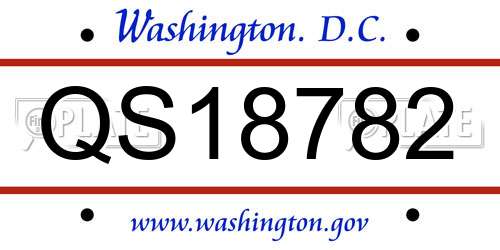 QS18782 District Of Columbia License Plate