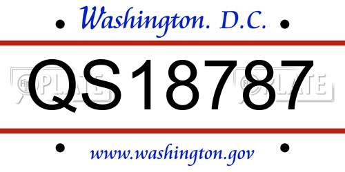 QS18787 District Of Columbia License Plate