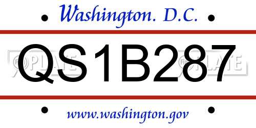 QS1B287 District Of Columbia License Plate