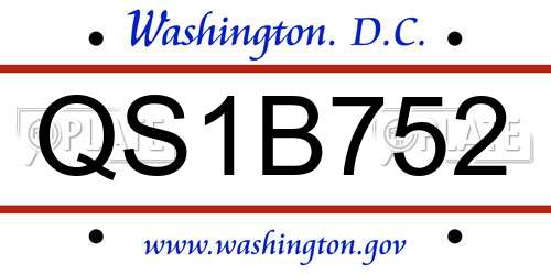 QS1B752 District Of Columbia License Plate