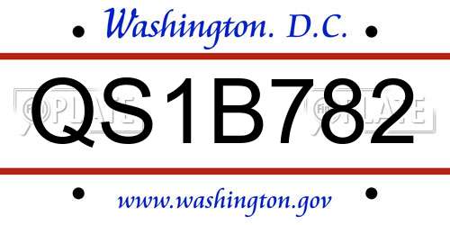 QS1B782 District Of Columbia License Plate