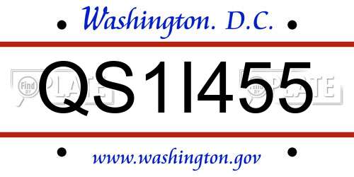 QS1I455 District Of Columbia License Plate