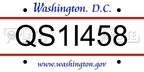 QS1I458 District Of Columbia License Plate