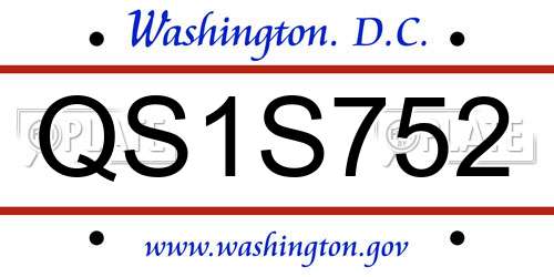 QS1S752 District Of Columbia License Plate