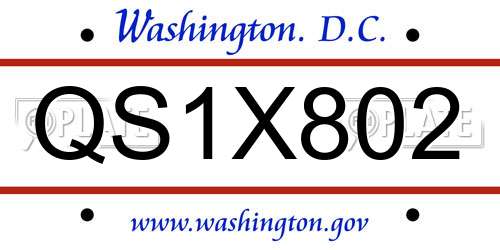QS1X802 District Of Columbia License Plate