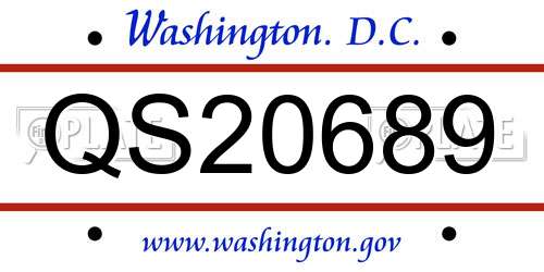 QS20689 District Of Columbia License Plate