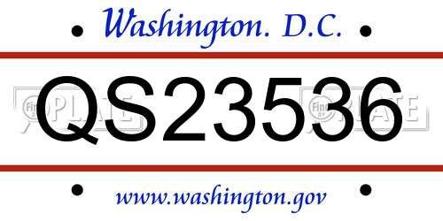 QS23536 District Of Columbia License Plate