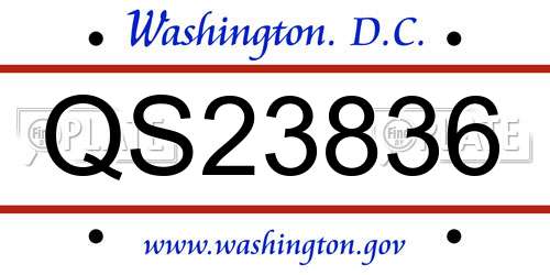 QS23836 District Of Columbia License Plate