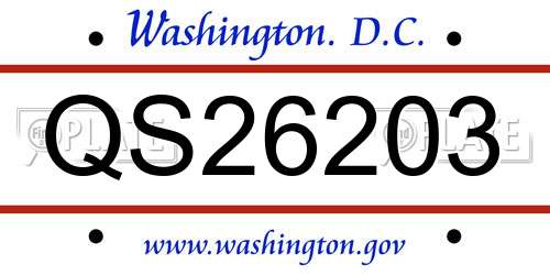 QS26203 District Of Columbia License Plate
