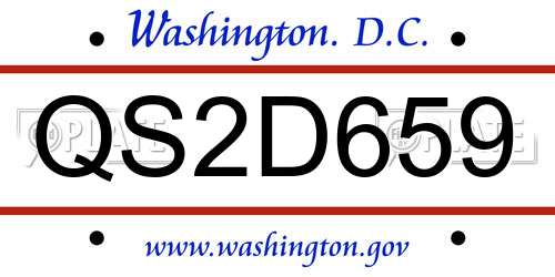 QS2D659 District Of Columbia License Plate