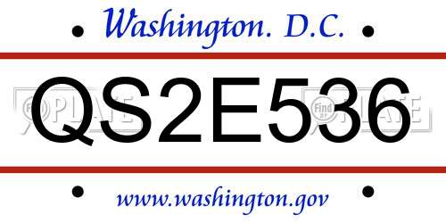 QS2E536 District Of Columbia License Plate