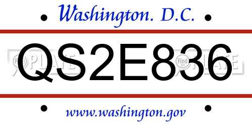 QS2E836 District Of Columbia License Plate