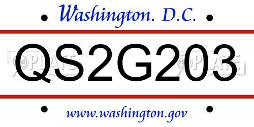 QS2G203 District Of Columbia License Plate