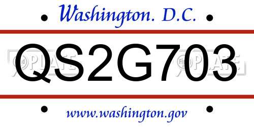 QS2G703 District Of Columbia License Plate