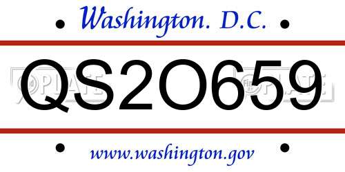 QS2O659 District Of Columbia License Plate