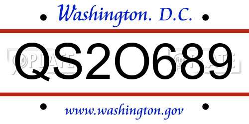 QS2O689 District Of Columbia License Plate