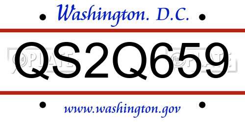 QS2Q659 District Of Columbia License Plate