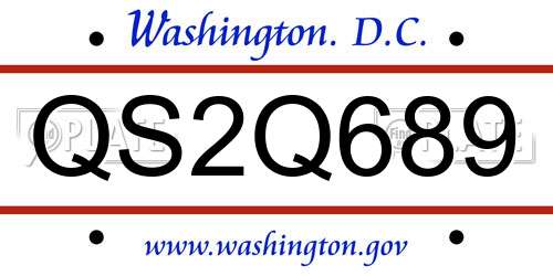 QS2Q689 District Of Columbia License Plate