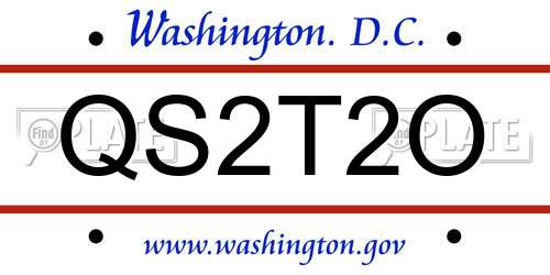 QS2T2O District Of Columbia License Plate