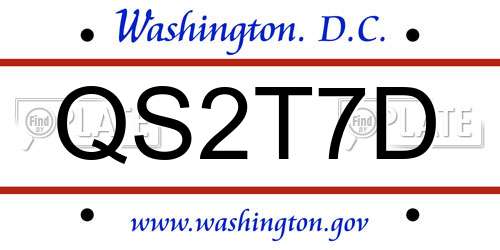 QS2T7D District Of Columbia License Plate