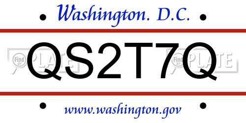 QS2T7Q District Of Columbia License Plate