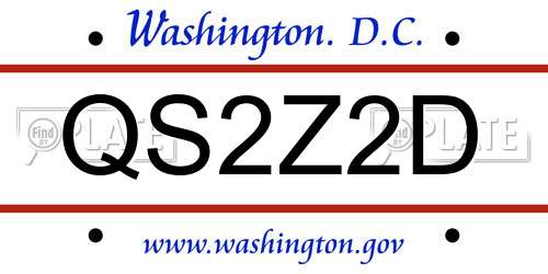 QS2Z2D District Of Columbia License Plate