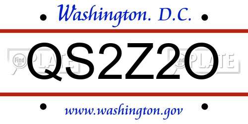 QS2Z2O District Of Columbia License Plate