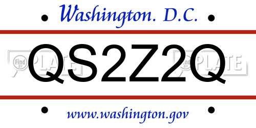 QS2Z2Q District Of Columbia License Plate