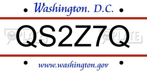 QS2Z7Q District Of Columbia License Plate