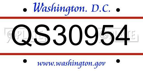 QS30954 District Of Columbia License Plate