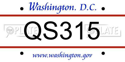 QS315 District Of Columbia License Plate