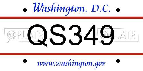 QS349 District Of Columbia License Plate