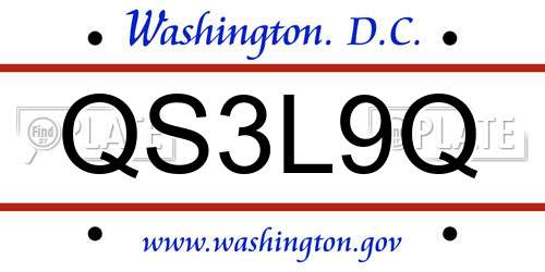 QS3L9Q District Of Columbia License Plate