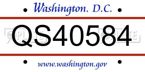 QS40584 District Of Columbia License Plate