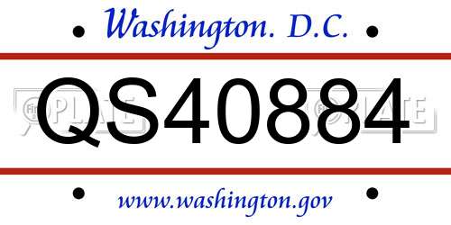 QS40884 District Of Columbia License Plate