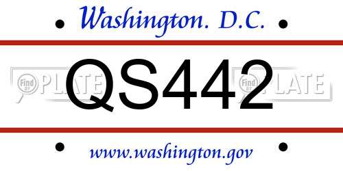 QS442 District Of Columbia License Plate