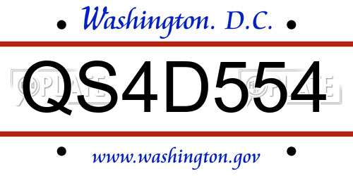 QS4D554 District Of Columbia License Plate