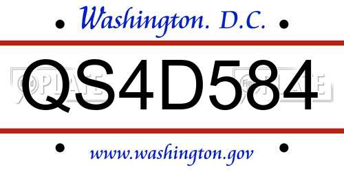 QS4D584 District Of Columbia License Plate