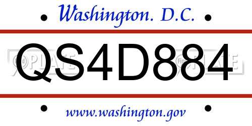 QS4D884 District Of Columbia License Plate