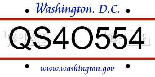 QS4O554 District Of Columbia License Plate