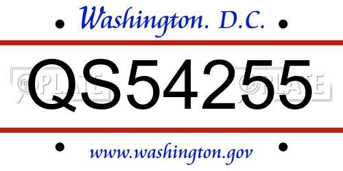 QS54255 District Of Columbia License Plate