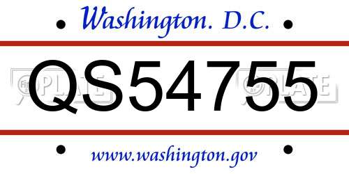 QS54755 District Of Columbia License Plate