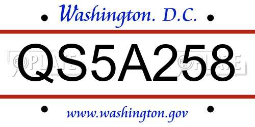 QS5A258 District Of Columbia License Plate