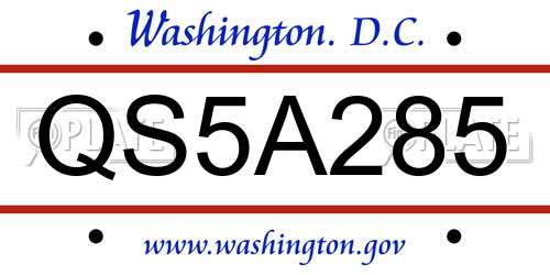 QS5A285 District Of Columbia License Plate