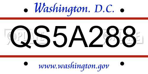 QS5A288 District Of Columbia License Plate
