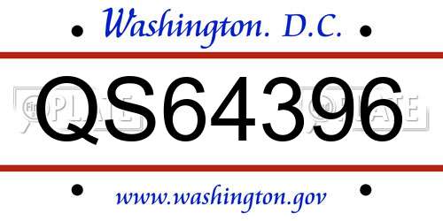 QS64396 District Of Columbia License Plate