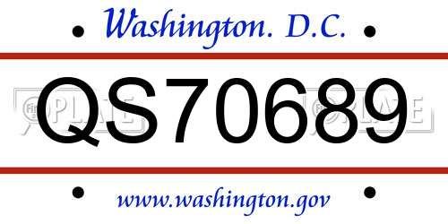 QS70689 District Of Columbia License Plate