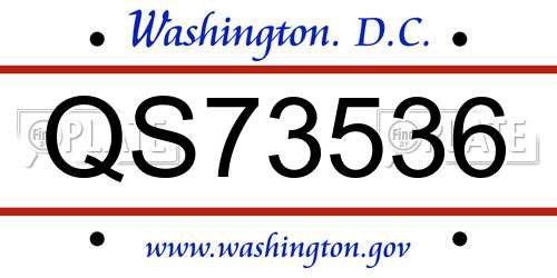 QS73536 District Of Columbia License Plate