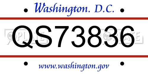 QS73836 District Of Columbia License Plate