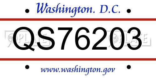 QS76203 District Of Columbia License Plate
